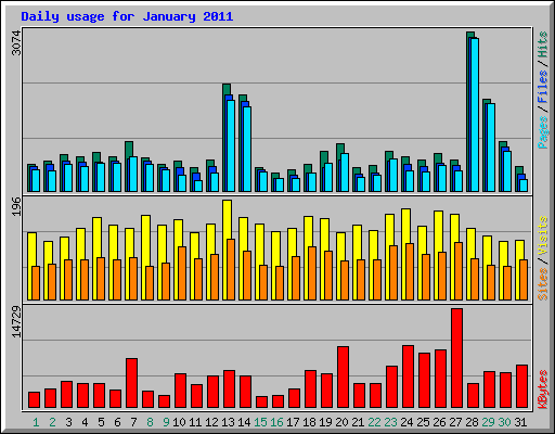 Daily usage for January 2011