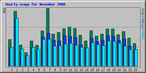 Hourly usage for November 2008
