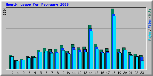 Hourly usage for February 2009
