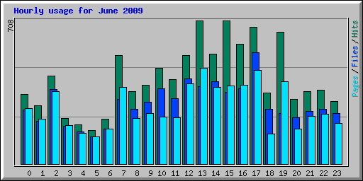 Hourly usage for June 2009