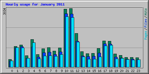 Hourly usage for January 2011